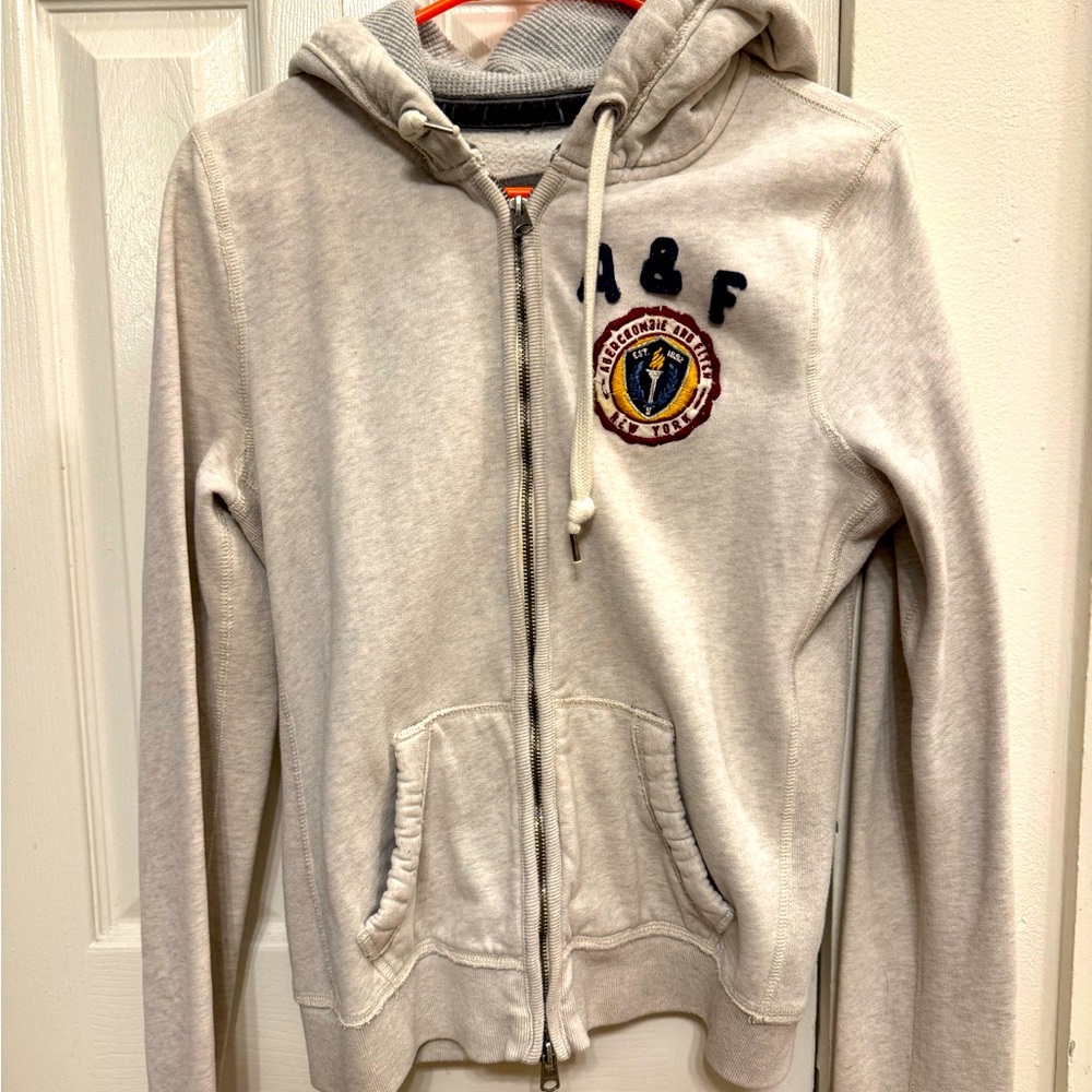 Abercrombie & Fitch Light Gray Zip-Up Hoodie